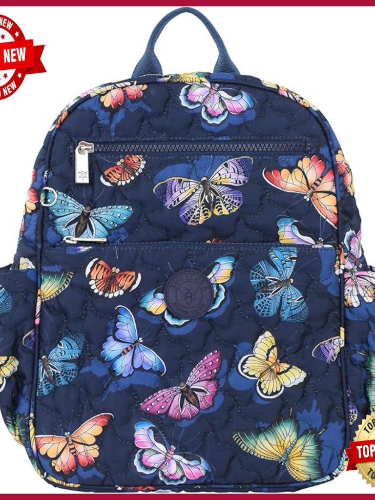 Vegan Leather Backpack With Quilted Design, Multiple Pockets, Adjustable Straps